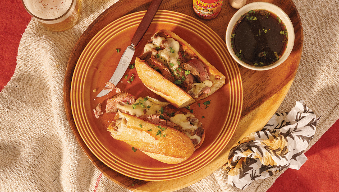 Red Eye Steak au Jus Sandwich