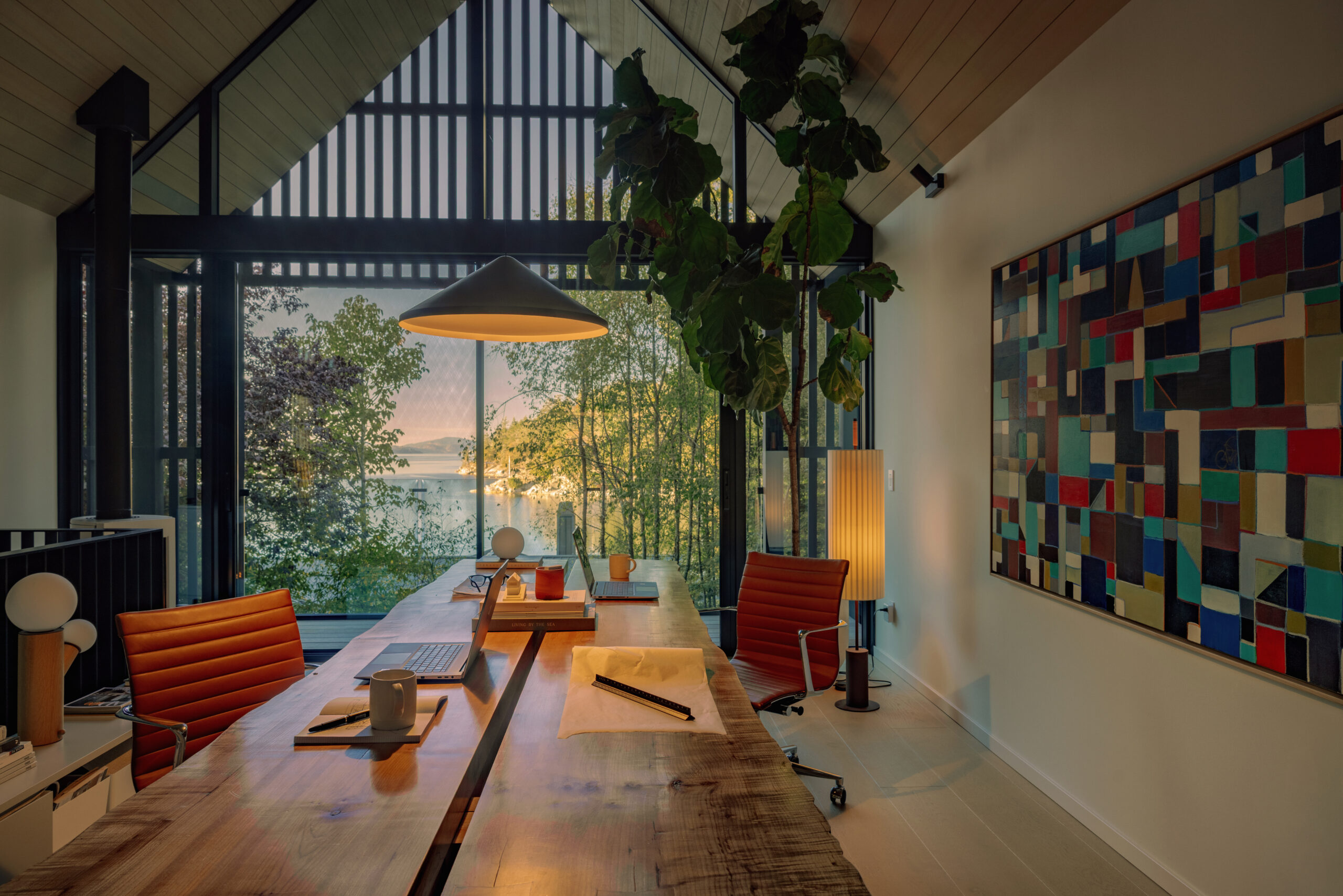 upper-level workspace with views of Saanich Inlet