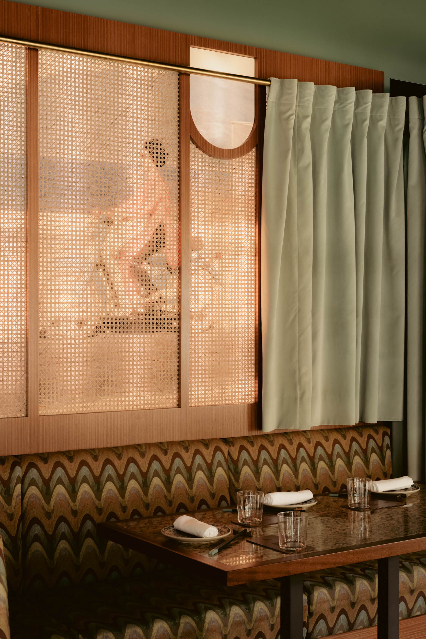 Jade-toned quartzite bar counter at Good Thief, designed by Ste Marie Studio