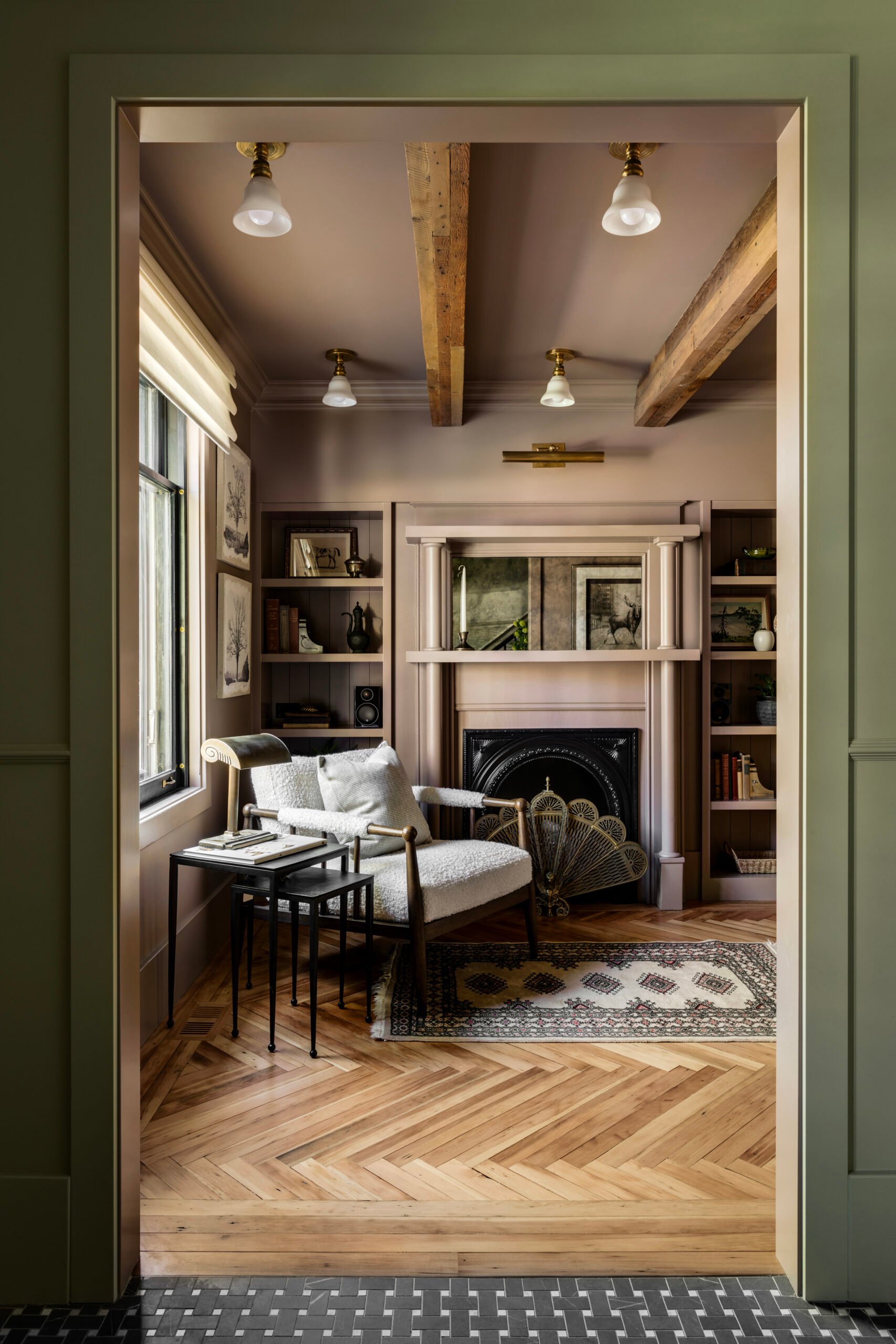 Library and office details in the heritage home office, Calgary