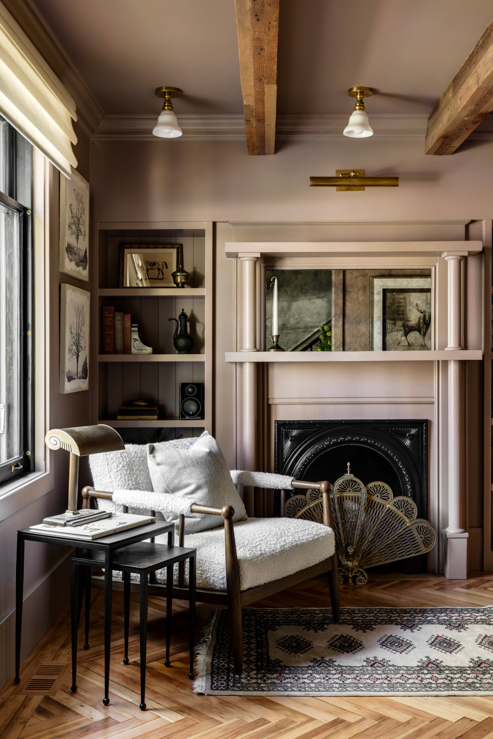 Saturated wall colour in the heritage home office by Alykhan Velji Designs