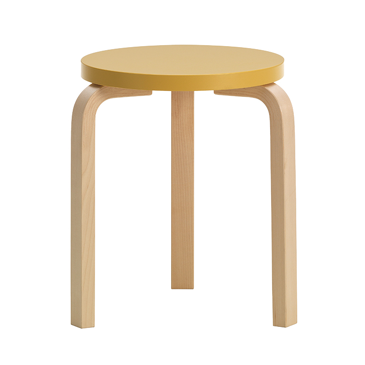 Stool 60 by Artek in yellow 