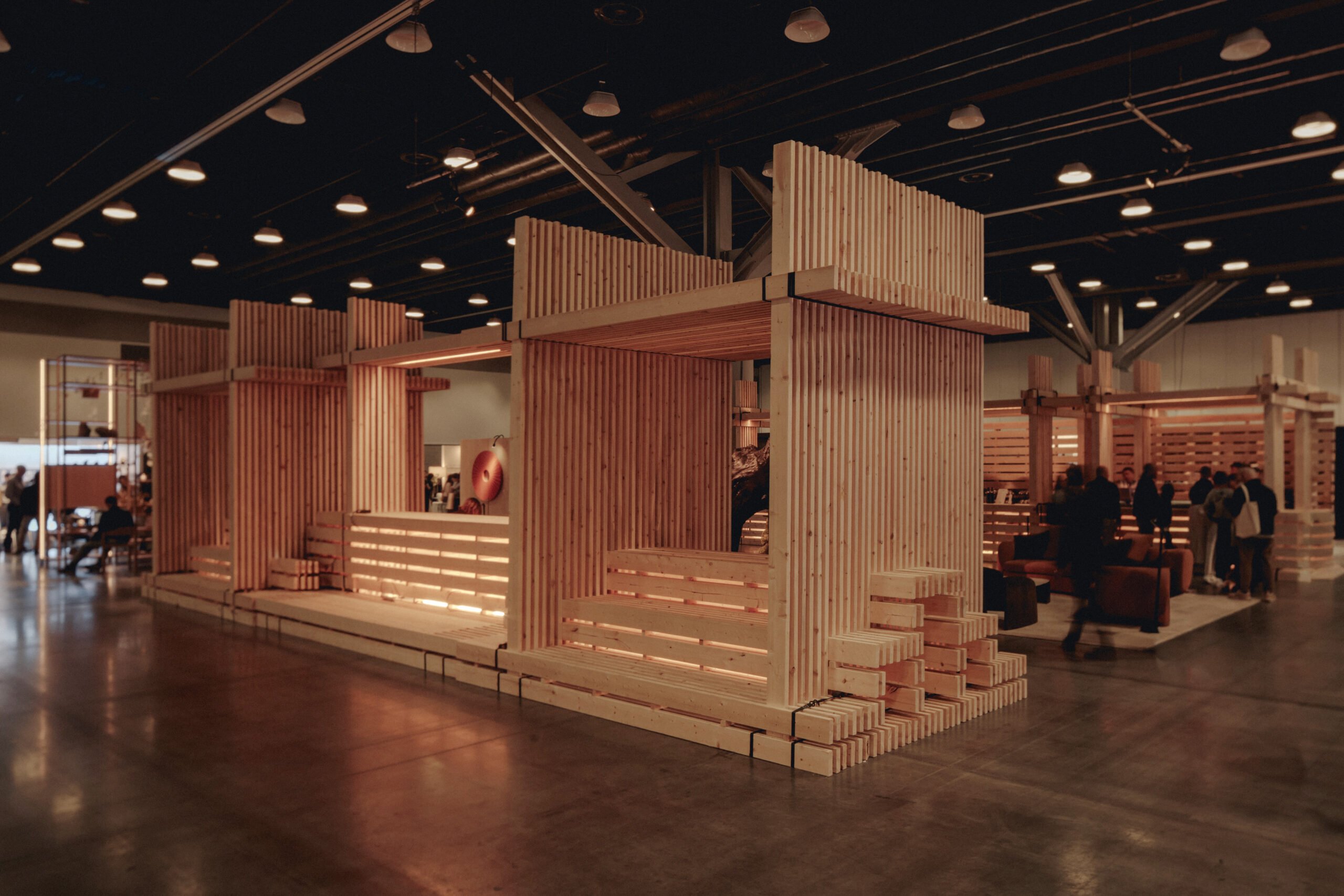 Fastener-free wood-on-wood friction structure of In/tension by dHKarchitects, IDS Vancouver
