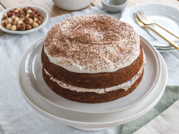 Banana Cake with Chocolate Hazelnut Mascarpone Cream