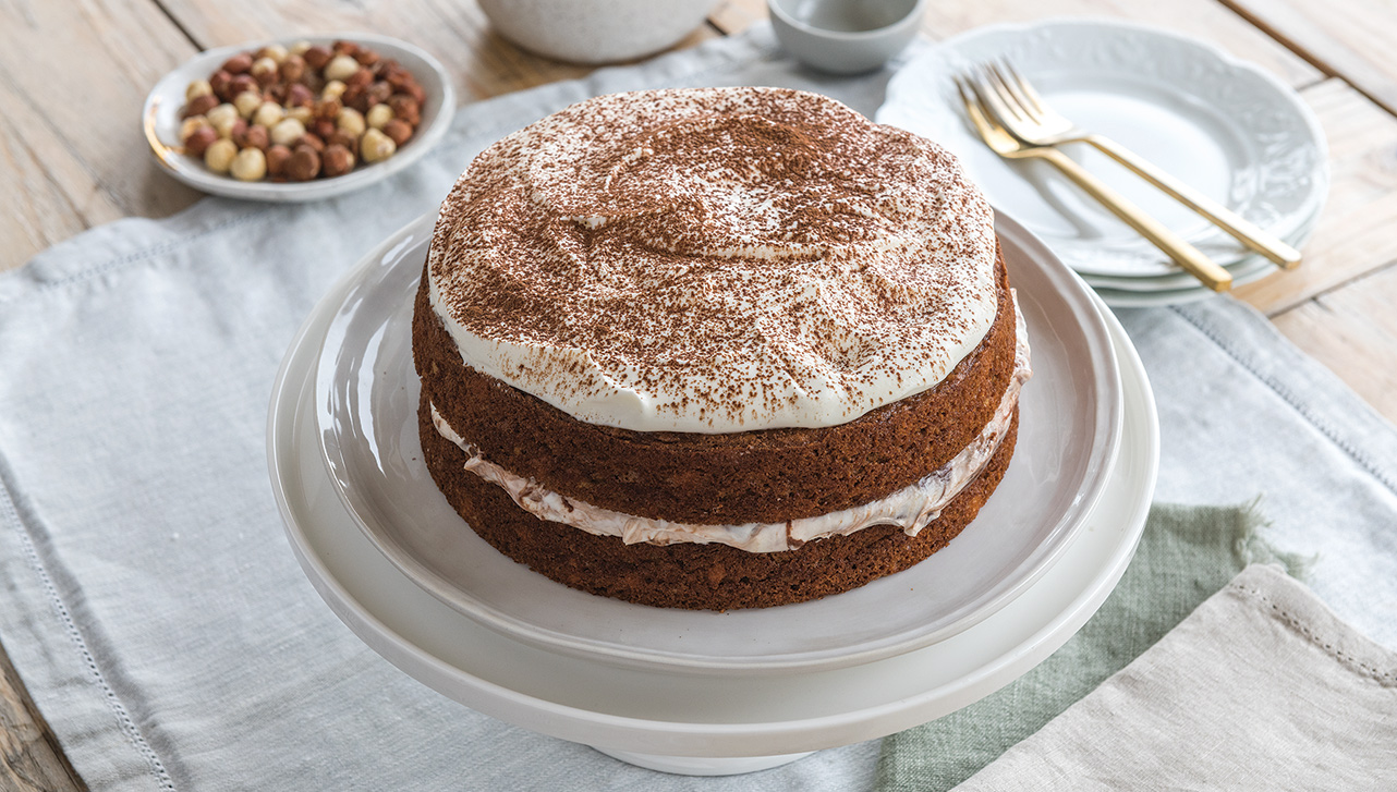 Banana Cake with Chocolate Hazelnut Mascarpone Cream