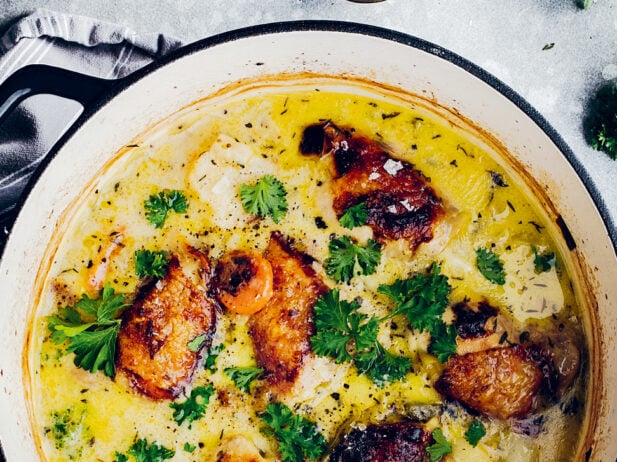 Chicken leek and parsnip stew.