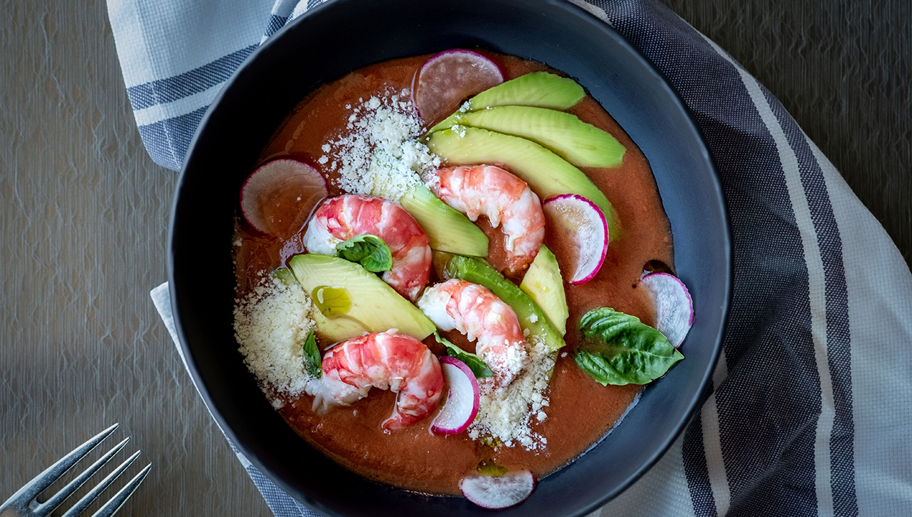 Pacho Recipe Recipe: Spot Prawn and Cherry Gazpacho