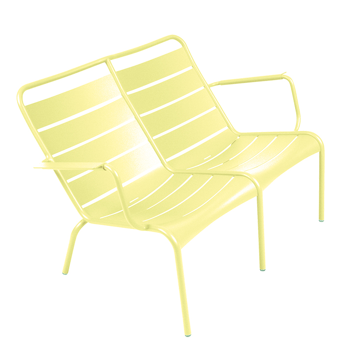 Luxembourg duo low armchair by Fermob in frosted lemon