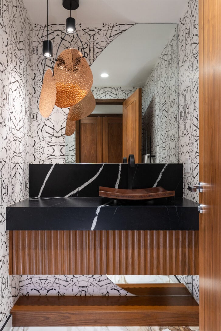 Four Seasons Penthouse Renovation Powder Room by Compass Design Co.