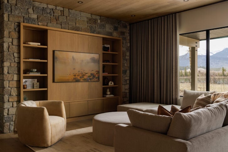 Kananaskis Ranch Residence Media Room by Amanda Hamilton Interior Design