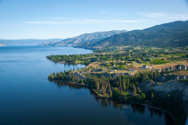 View over Naramata and Okanagan Lake in British Columbia wine country