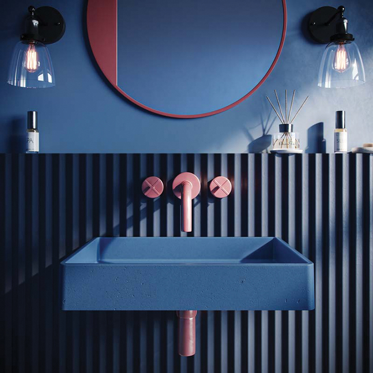 A mounted Lily sink in royal blue