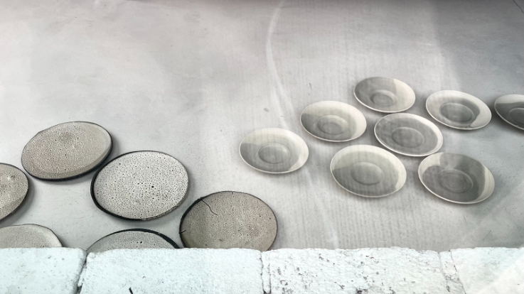 pottery on a table