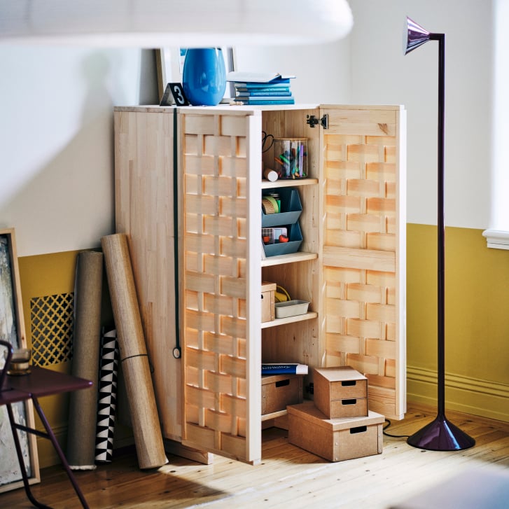 IKEA PS 2026 pine cabinet with handwoven pine-veneer doors