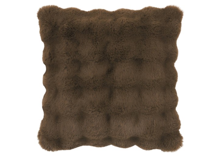 Pom pom faux fur pillow with a whimsical touch