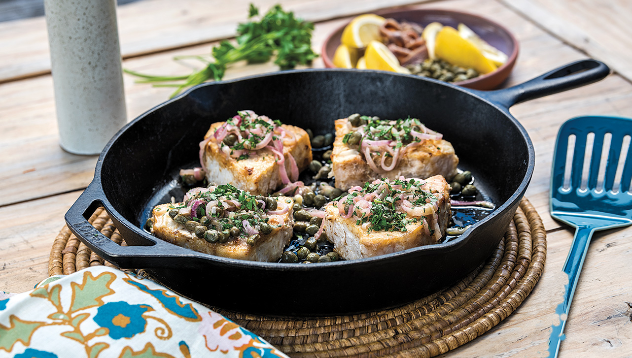 Swordfish with Piccata Pan Sauce
