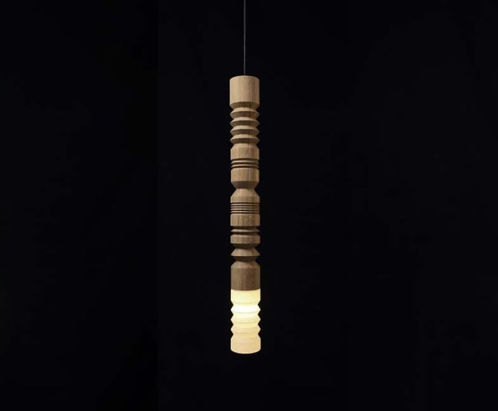 Notta pendant light in oak by Propellor Studio, Vancouver