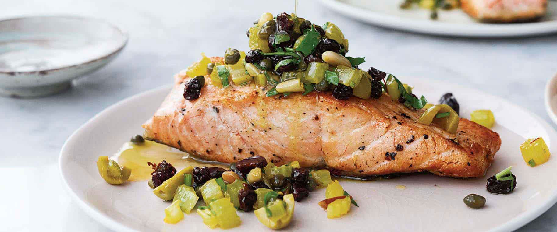 Recipe: Ottolenghi's Pan-Fried Salmon with Pine-Nut Salsa - Western ...