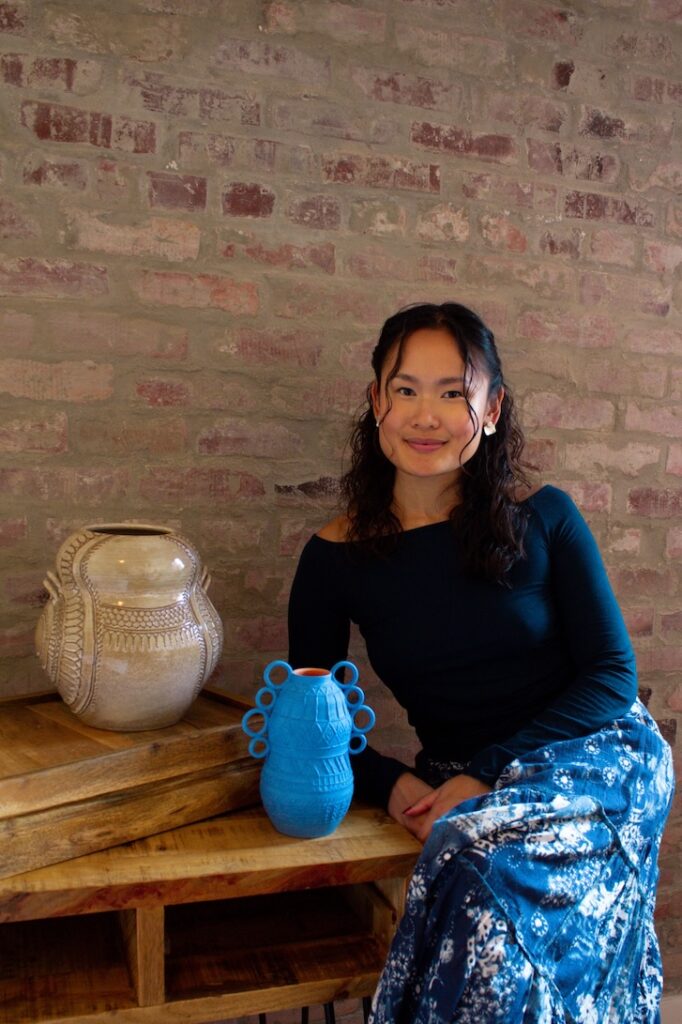 Selena Barcenas with her works: tandaan and alon