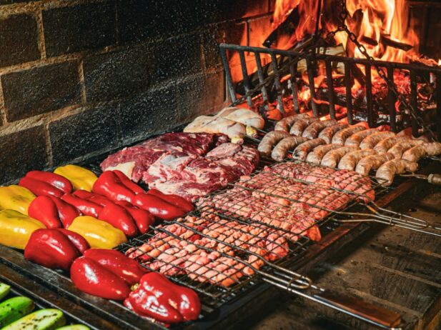 BBQ items on a grill